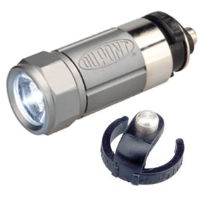 12V rechargeable flashlight makes a great business gift, laser engraved 