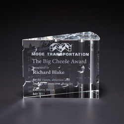 Optical crystal Big Cheese award makes a statement for any award ceremony