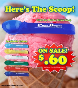 Imprinted ice cream scoop is a cool item for a hot summer giveaway K113